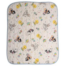 Vintage Baby Looney Tunes Crib Blanket Quilt Tweety Sylvester Bugs