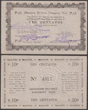 Philippines - WWII - Mountain Province, 10 Centavos, 1942, UNC, P-S592