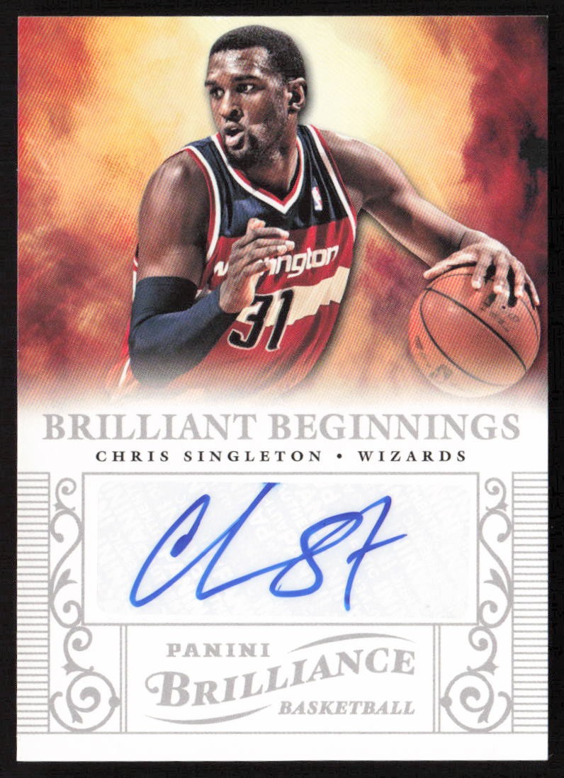 2012-13 Panini Brilliance Brilliant Beginnings Auto Chris Singleton #13 Wizards