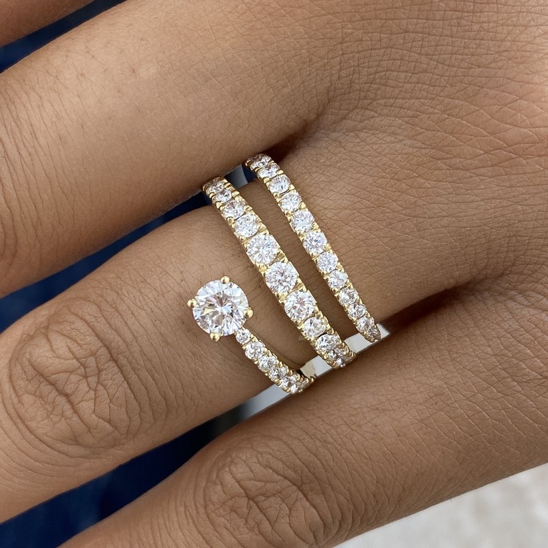 1.4ct Round Band Ring Yellow Gold 14K Labcreated Diamond F/VS
