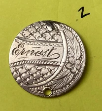 VICTORIAN LOVE TOKEN 1887  DIME ERNEST WITH FANCY ENGRAVING