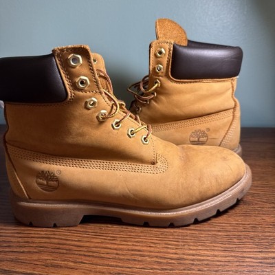 Timberland Men's Wheat Leather 6'' Work Boots Padded Collar Lace-Up 8M