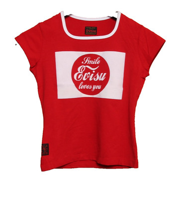 EVISU T-Shirt Gr. M gebraucht (Sa3582) rot Vintage Damen