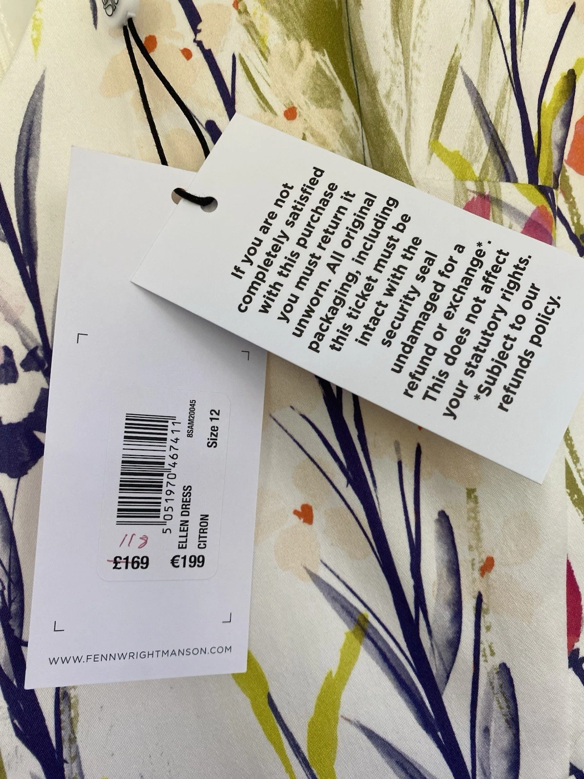 OFF WHITE Abito fantasia Fenn Wright Manson bianco sporco. Taglia 12 nuova