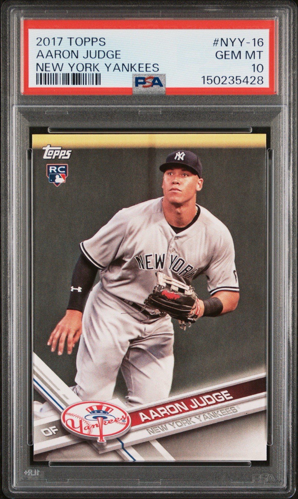 Aaron Judge 2017 Topps New York Yankees Team Set Rookie #NYY-16 PSA 10 RC Gem MT view 1