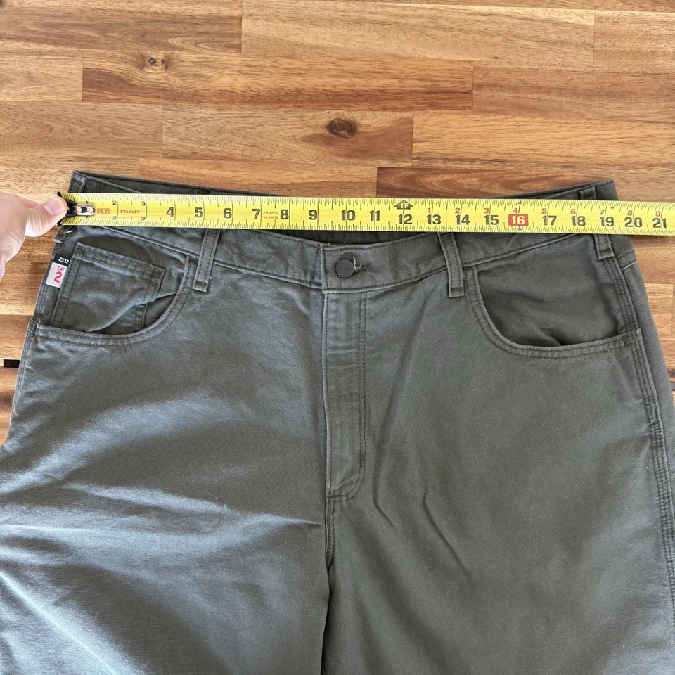 Pantalones de lona Carhartt resistentes al fuego FR verdes CAT 2 para hombre 40X30 calce suelto FRB159 Foto 2 de 4