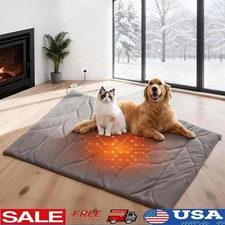 Heated Pet Bed Soft Velvet Washable Waterproof Chew Resistant Non-Slip Mat New