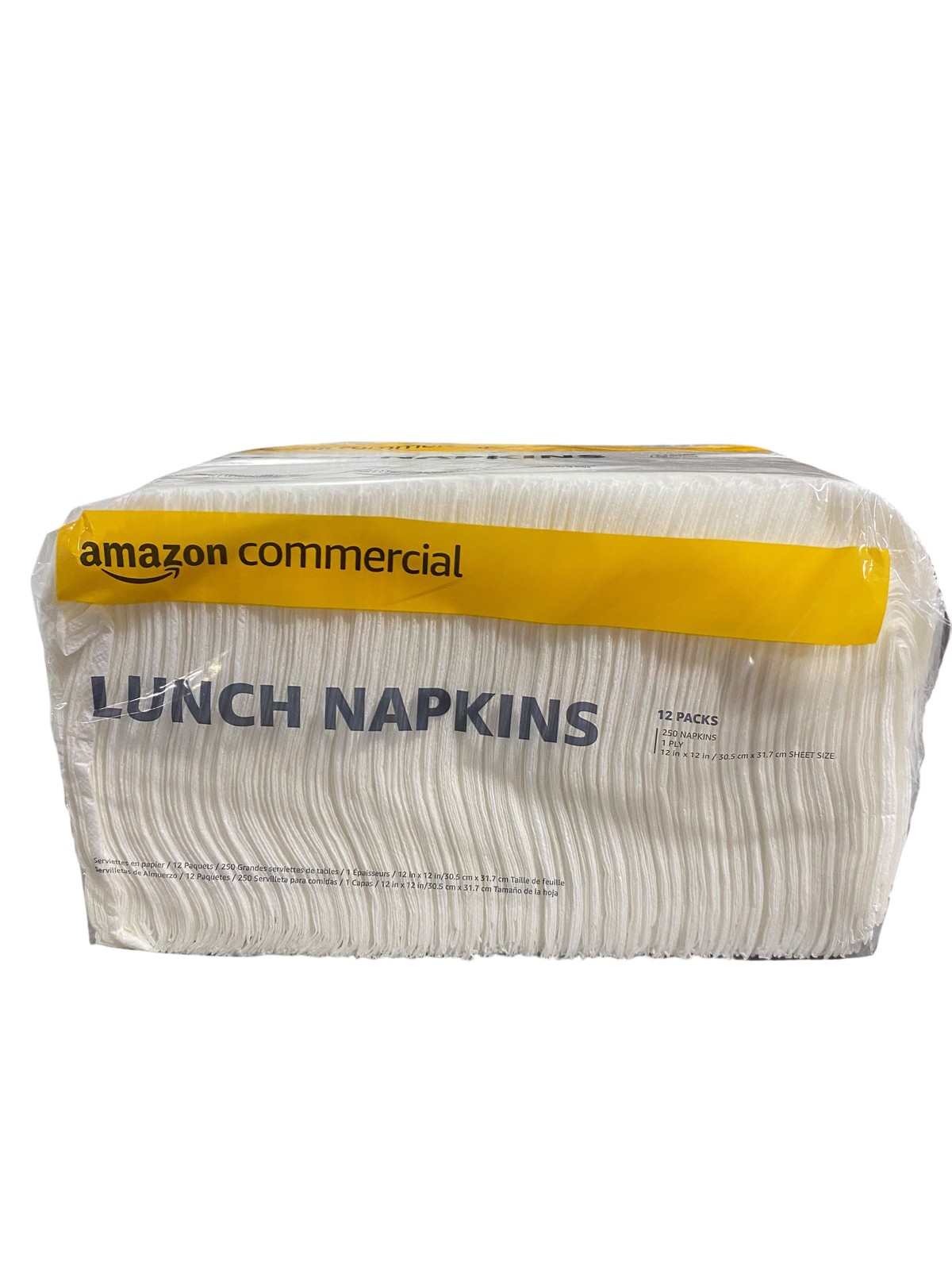 AmazonCommercial, 418262, 1-Ply, White, Lunch Napkins, 250/Pack, 12 Packs/Case