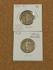 1917 T. 1 VG and 1918 VF (Weak Date) Standing Liberty Quarters