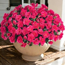 Artificial Fake Pink Flowers Plants for Spring Outdoor, 3 bundles