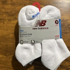 NEW BALANCE Boys Active Cushion Low Cut Socks 8 Pairs Size Large Shoe Size 4-10