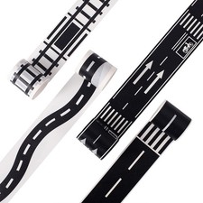 YUBX Road Railway Washi Tape Set 4 Rolls Decorative Paper 50mm, White / Black