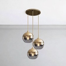 Modern 3 Light Gold Pendant Ceiling Light Glass Globe Chandelier Hanging Lamp