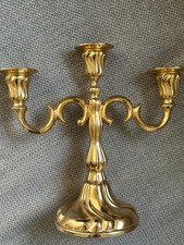 QUIST Vergoldeter 3-armiger Kerzenleuchter Rocaillen Kerzenständer Gold