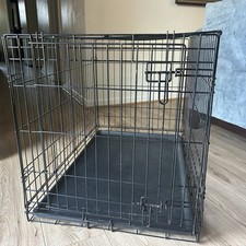 36" Large Folding Metal Wire Dog Crate Kennel Pet Cage w/ Plastic Tray Insert