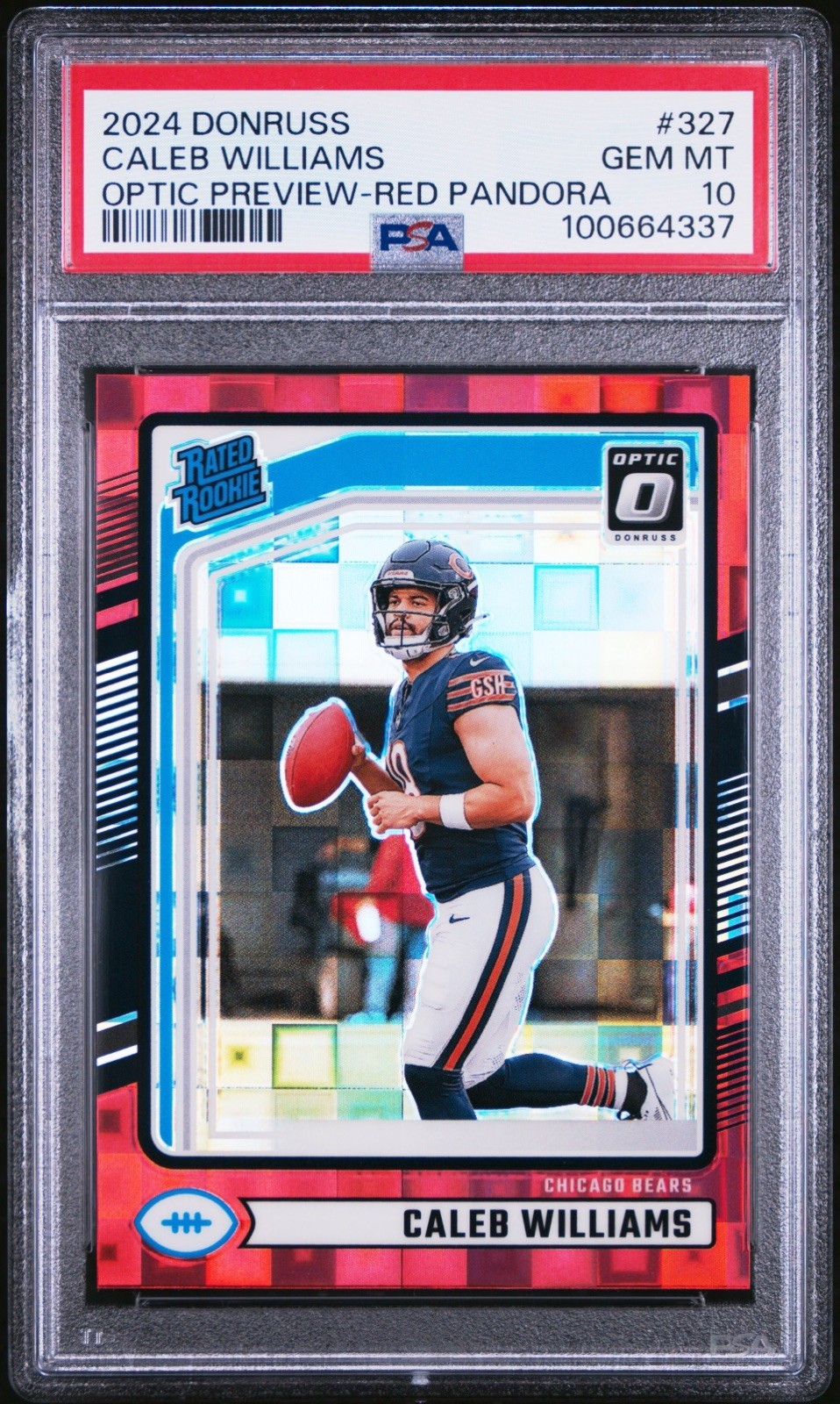 2024 Panini Donruss Caleb Williams #327 Optic Preview Red Pandora PSA 10 GEM