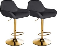 2Er Set Barhocker Braga Gold Kunstleder Schwarz