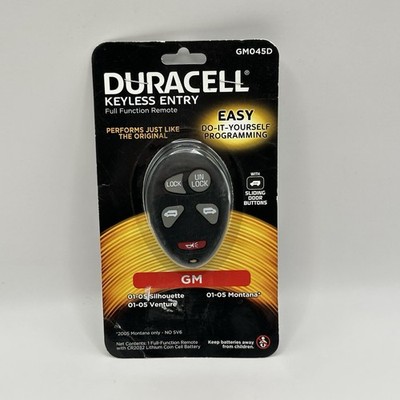 New Duracell Keyless Entry Full Function Remote for GM Vehicles GM045D Key fob 