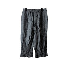 J Jill Love 100 Linen Gray Pull On Cropped Wide Leg Pants Size Medium
