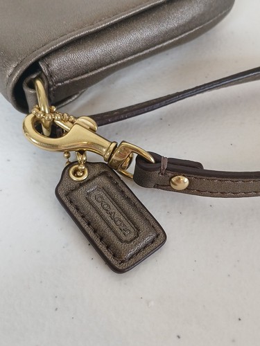 COACH Ashley Leather Large Flap Wristlet Wallet Bag Bronze Steel - Picture 5 of 13