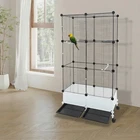 Large Parrot Cage,Black Standing Large Bird Cage, Spacious Birdcage For Parrots