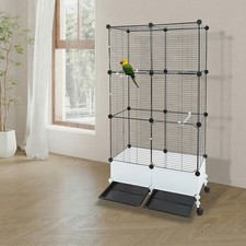 Large Parrot Cage,Black Standing Large Bird Cage, Spacious Birdcage For Parrots