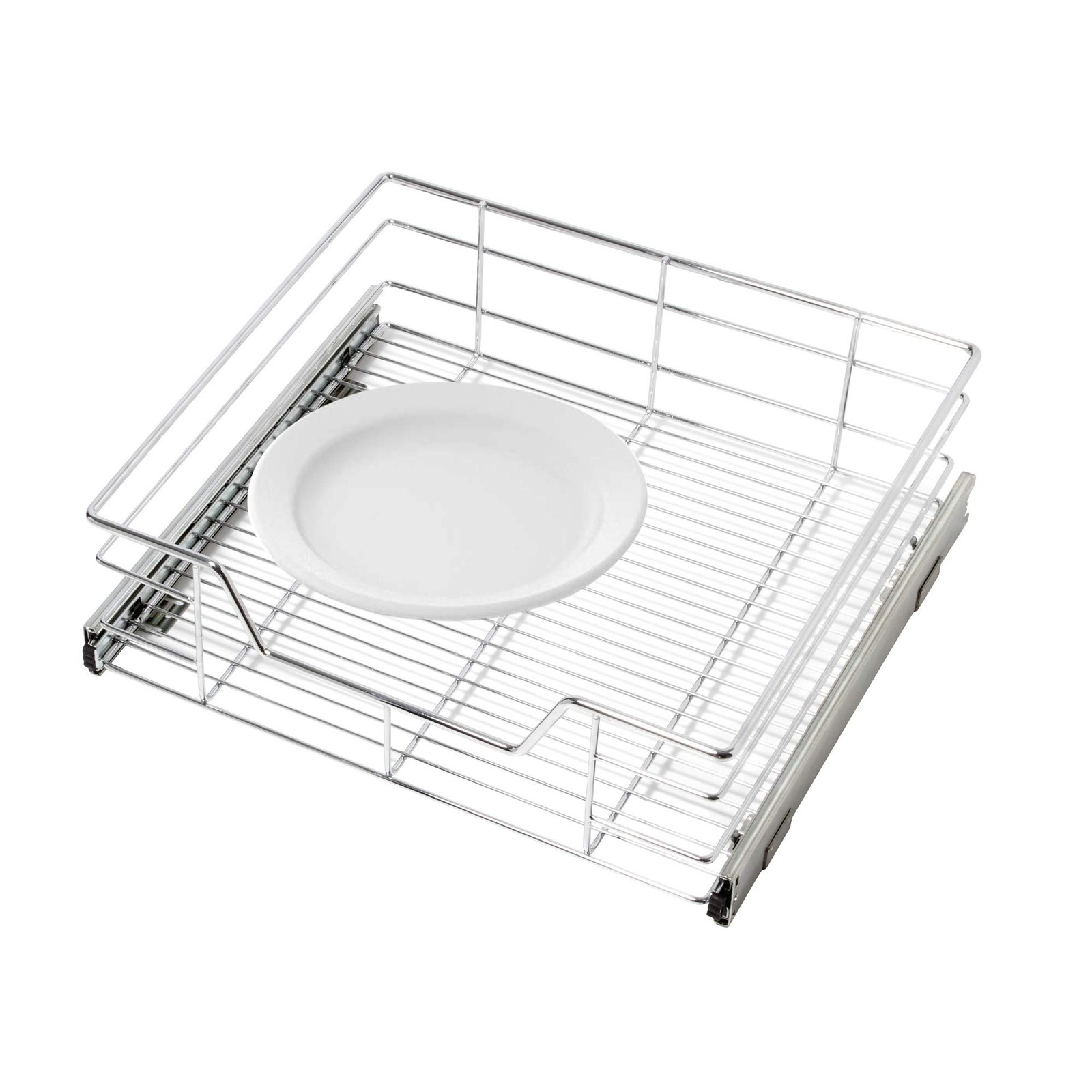 Продуманный дизайн 1-ярусной полки-органайзера для выдвижного шкафа Очень большой высоты [Хром]