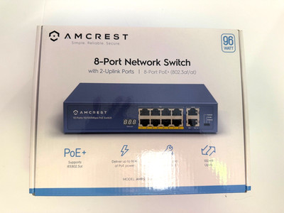 AMCREST 8-Port Network Switch With 2 -Uplink Ports 8 -Port POE+(802.3af/at)