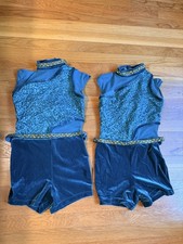 Lot of 2 dance costumes Weissmans 15711 teal biketard 2 small adult