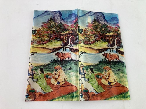 4 billeteras de satén plegables dobles vintage con cremallera escenas de naturaleza coreana personas koi sin usar - Imagen 8 de 12