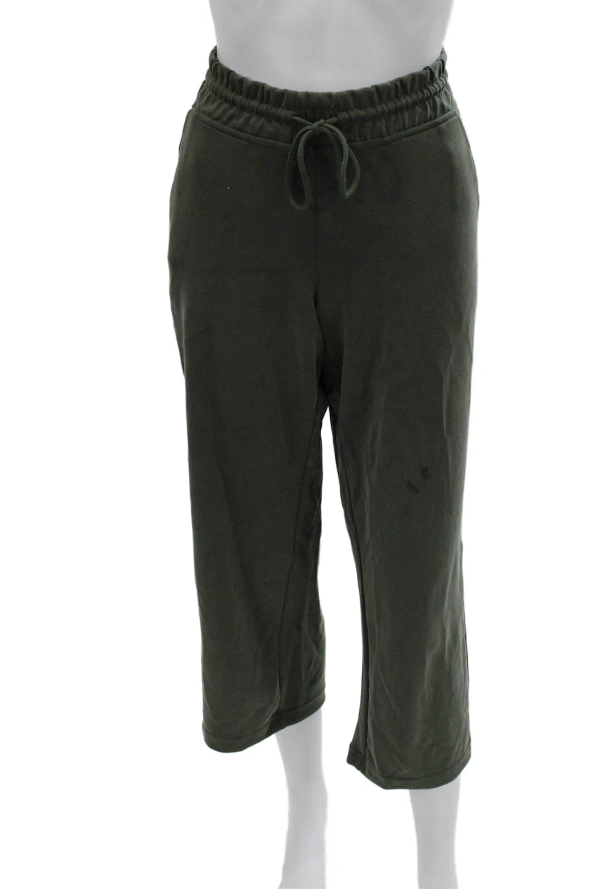 Athleta Women Green Capri Pants Drawstring Inseam 26 Size S
