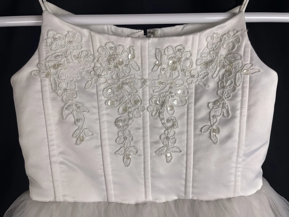 Vestido de princesa Olga Cassini David's novia niña flor talla 7 bailarina boda Foto 3 de 4