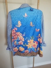 Multiples Women's Button Up Size XS Floral Butterfly Back
