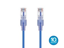 SlimRun Cat6A Ethernet Patch Cable Network RJ45 Stranded UTP 30AWG 7ft Blue 10pk