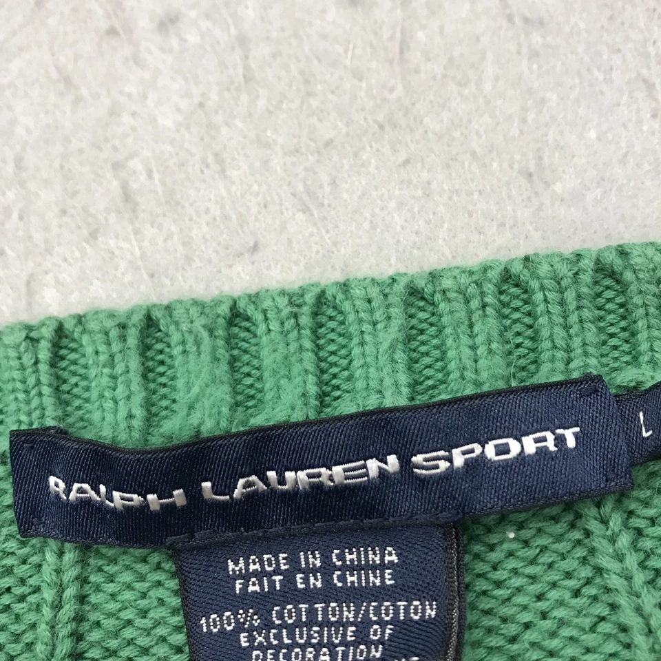 VINTAGE Ralph Lauren Suéter Esporte Feminino Grande Verde Cabo Malha Gola Redonda Preppy - Imagem 3 de 4