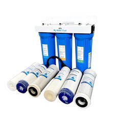 3-Stage Whole House Water Filtration System, 3/4  Port with 2 extra filter set