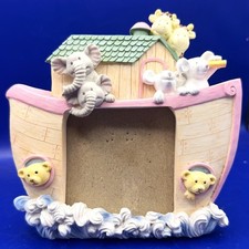 Noah's Ark Nursery Photo Frame Baby Animals Pastel Resin Standup Kids Room D cor