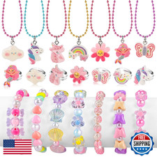 Faburo 21pc Girls Mermaid Jewelry Set: Necklaces, Rings, Bracelets - Toddler Gif
