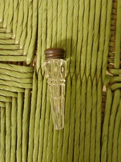 Antique Victorian Cut Glass Lay down Perfume Scent Bottle Metal Lid