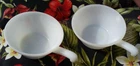 2 ANCHOR HOCKING FIRE KING MILK GLASS FRENCH ONION SOUP/CHILI HANDLED BOWLS