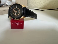 Men's Swiss Legend Traveler Automatic rose gold tone black bezel Watch