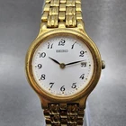 Seiko Watch Women 25mm White Dial Gold Tone Date Round 7n89-6001 New Battery