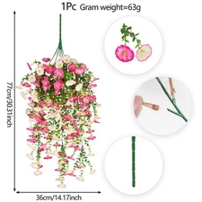 Weather Resistant Artificial Hanging Flower Vines Plant for Yard Garden