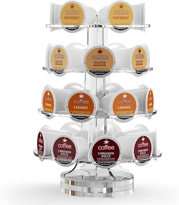 Crystal Clear Acrylic Coffee Pods Holder Carousel Compatible with 30 Nespresso V