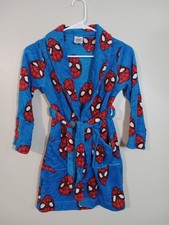 Boys Marvel Spiderman Fleece Robe; Size 8; Red And Blue