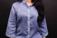 Vyshyvanka Traditional Embroidered Women Ukrainian blouse Ethnic Size XL