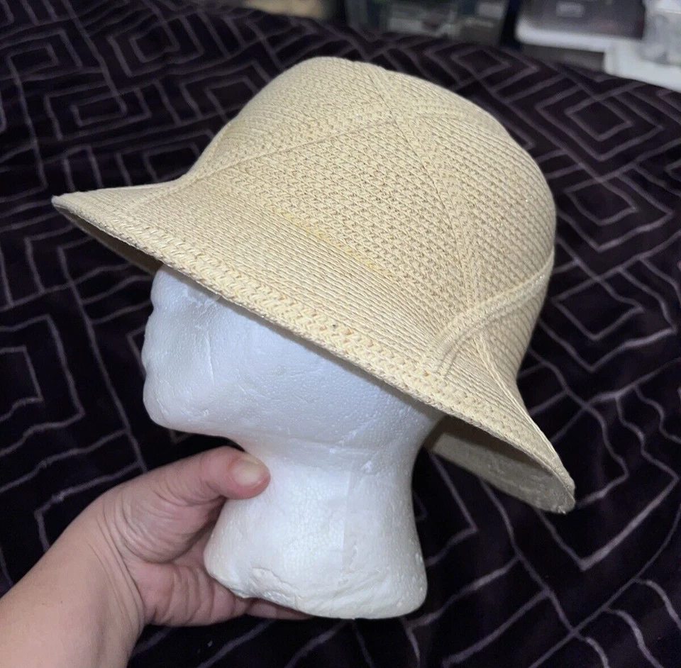 Sombrero de Playa de Verano CHARTER CLUB Paja Trenzada Natural Talla Única Hecho en Italia Foto 3 de 4