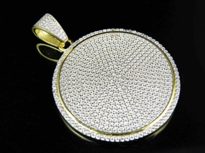 1.70Ct Lab Created Diamond Men's Disc Medallion Pendant 14K Yellow Gold Plated