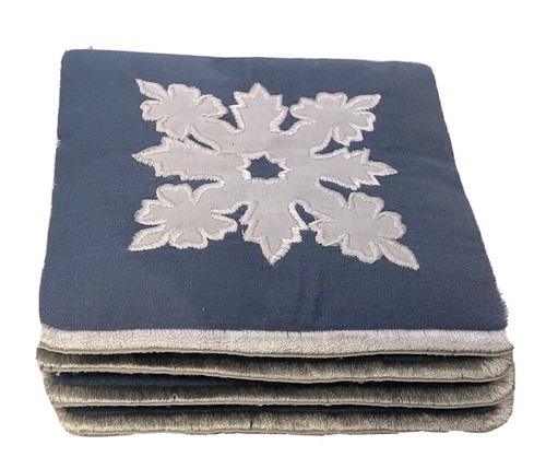Vintage Wedgwood Style Blue And White Fabric Set Of 4 Handmade Square Coasters - Picture 6 of 7