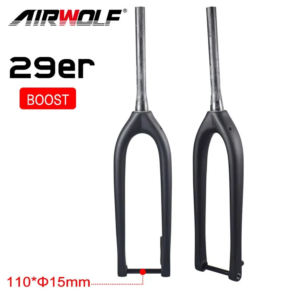 29er Carbon Fiber Mountain Bike Front Fork Disc Brake Thru Axle Boost 110*15mm - Image 2 of 4